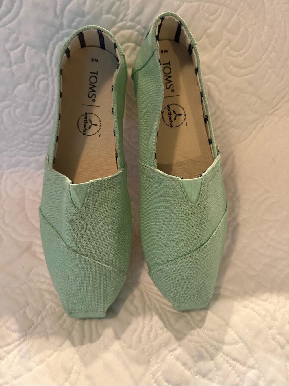 Toms Women's Slip-On Canvas Flats in Mint Green